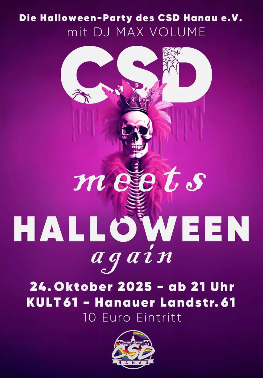 Plakat: Die Halloween-Party des CSD Hanau e.V.