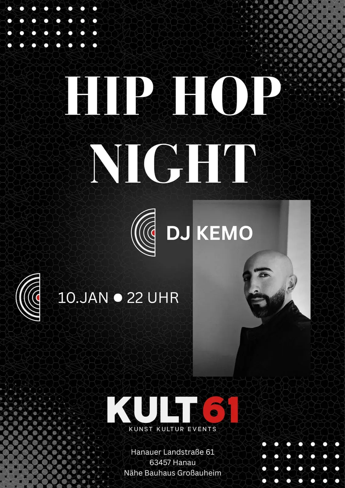Plakat: HIP HOP NIGHT mit DJ KEMO
